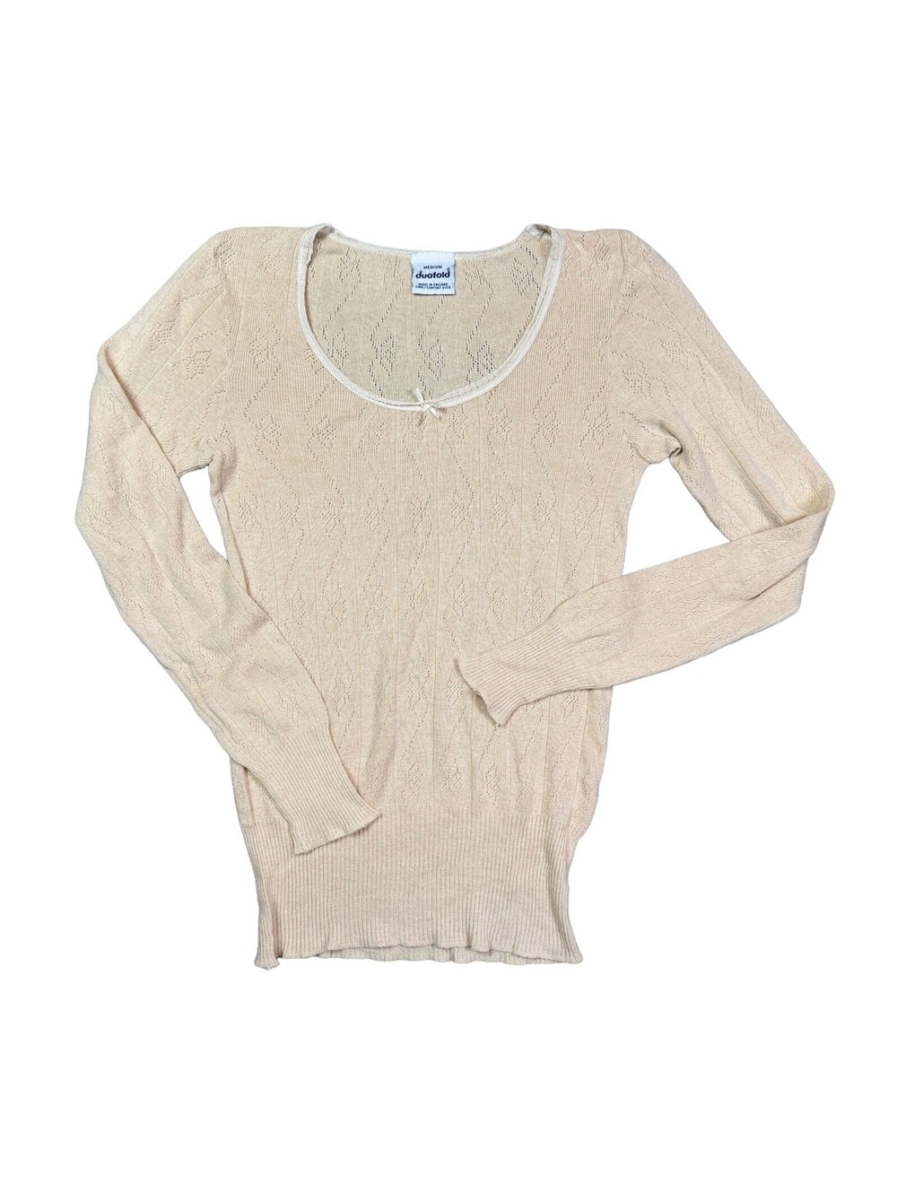 Vintage Duofold Women’s M Silk Pima Cotton Pointelle Thermal Top Made England